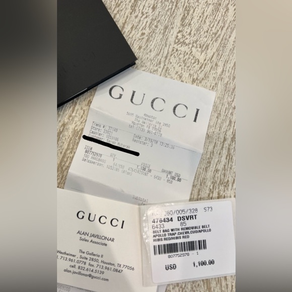 LIKE NEW AUTHENTIC Gucci Calfskin Matelasse GG Marmont Belt Bag 85 Hibis… - Picture 10 of 10